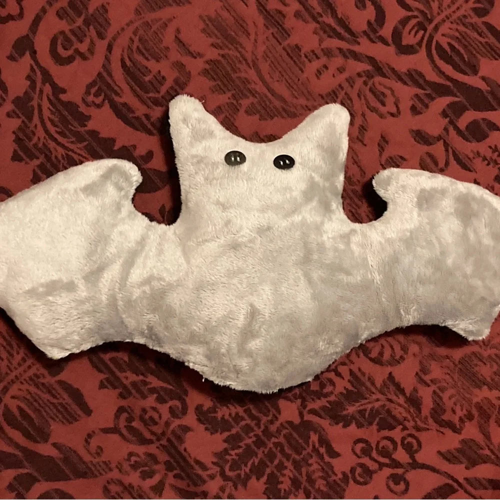 Plush Bat Pillow in Black and Grey